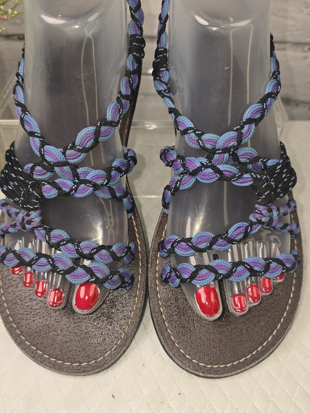 RABBIT RABBIT BRAIDED ROME SANDAL PURPLE BLACK BLUE BOHO BEACH WOMENS 39